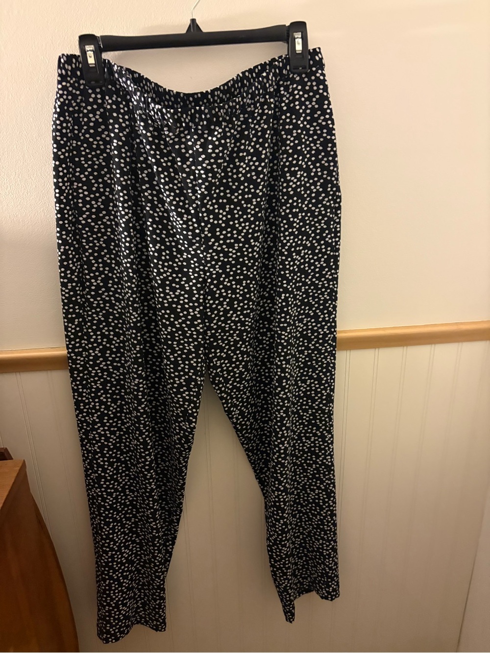 Vince Camuto Womens M Black White Abstract Dot Print Pull On Pants Stretch